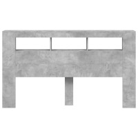 Produktbild för Sänggavel LED betonggrå 180x18,5x103,5 cm konstruerat trä
