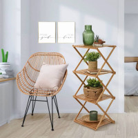 Produktbild för Home&Styling Hopfällbar hylla 4 plan bambu