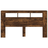 Produktbild för Sänggavel LED rökfärgad ek 180x18,5x103,5 cm konstruerat trä