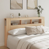 Produktbild för Sänggavel LED sonoma-ek 180x18,5x103,5 cm konstruerat trä