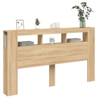 Produktbild för Sänggavel LED sonoma-ek 180x18,5x103,5 cm konstruerat trä
