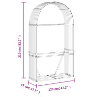 Produktbild för Vedställ silver 120x45x210 cm galvaniserat stål