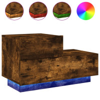 Produktbild för Sängbord med LED-lampor rökfärgad ek 70x36x40,5 cm