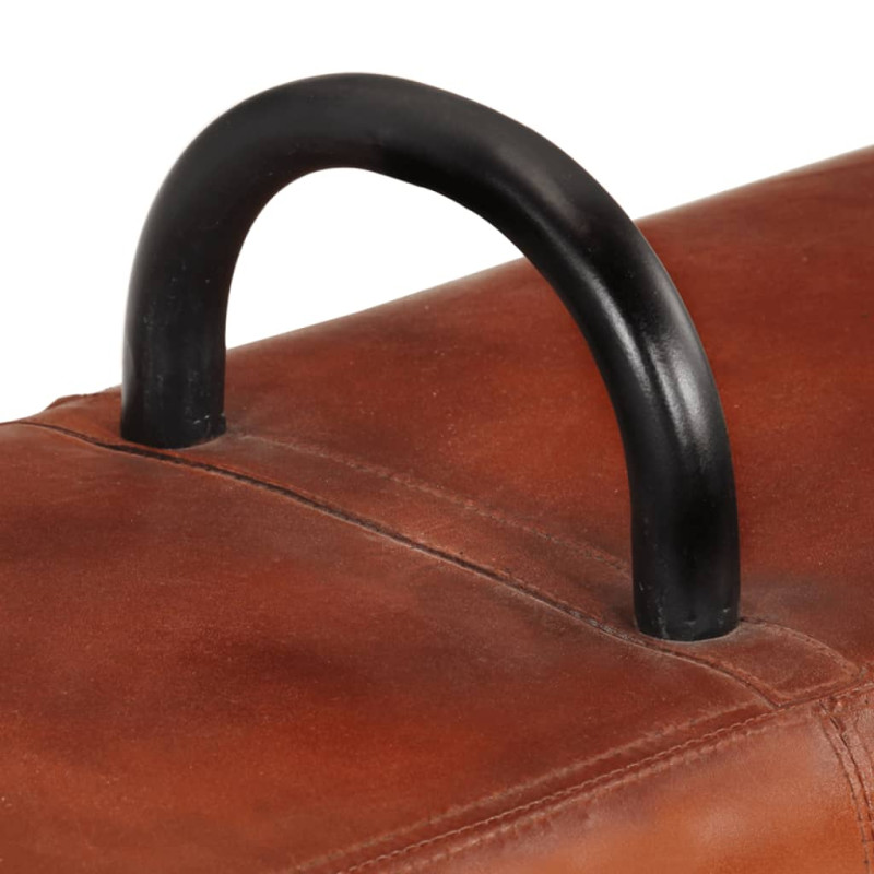 Produktbild för Gymbänk brun 110 cm äkta Läder