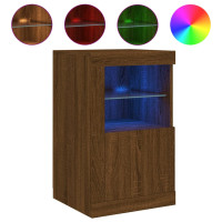 Produktbild för Sängbord med LED-lampor 2 st brun ek konstruerat trä