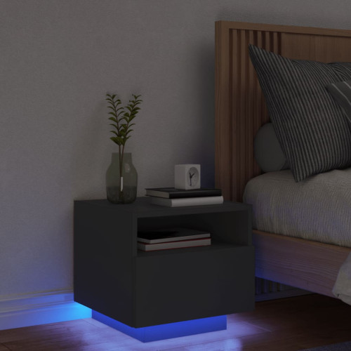 vidaXL Sängbord med LED-belysning svart 40x39x37 cm