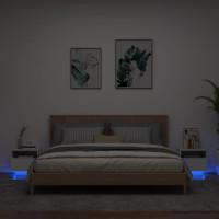 Produktbild för Sängbord med LED-lampor 2 st vit 40x39x37 cm