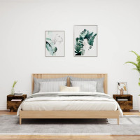 Produktbild för Sängbord med LED-lampor 2 st rökfärgad ek 40x39x37 cm