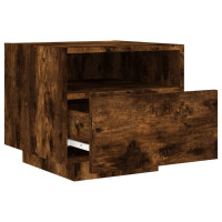 Produktbild för Sängbord med LED-lampor 2 st rökfärgad ek 40x39x37 cm