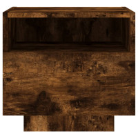 Produktbild för Sängbord med LED-lampor 2 st rökfärgad ek 40x39x37 cm