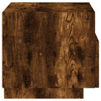 Produktbild för Sängbord med LED-lampor 2 st rökfärgad ek 40x39x37 cm