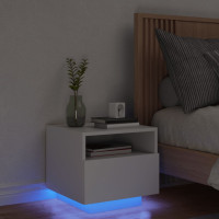 Produktbild för Sängbord med LED-lampor vit 40x39x37 cm