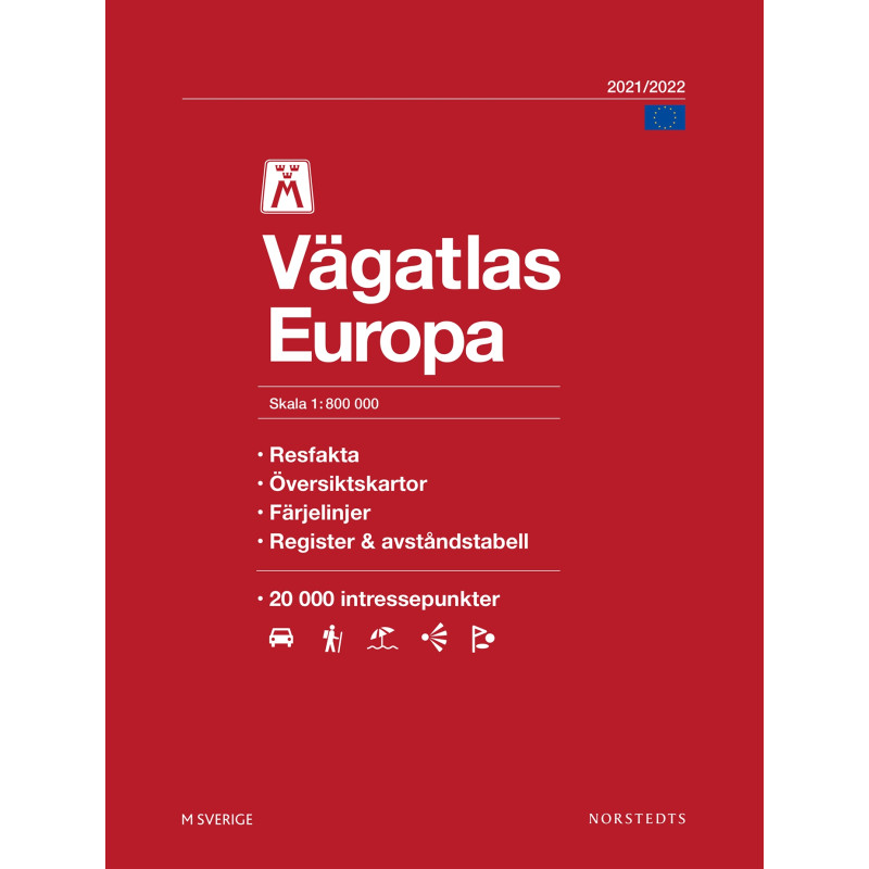 Produktbild för M Vägatlas Europa 2021-2022 : Skala 1:800 000 (bok, flexband)