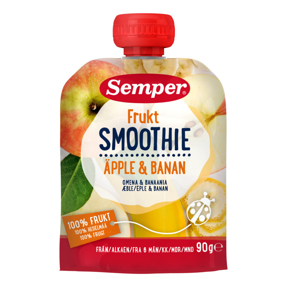 Produktbild för Fruktsmoothie Äpple Banan 6mån 90g