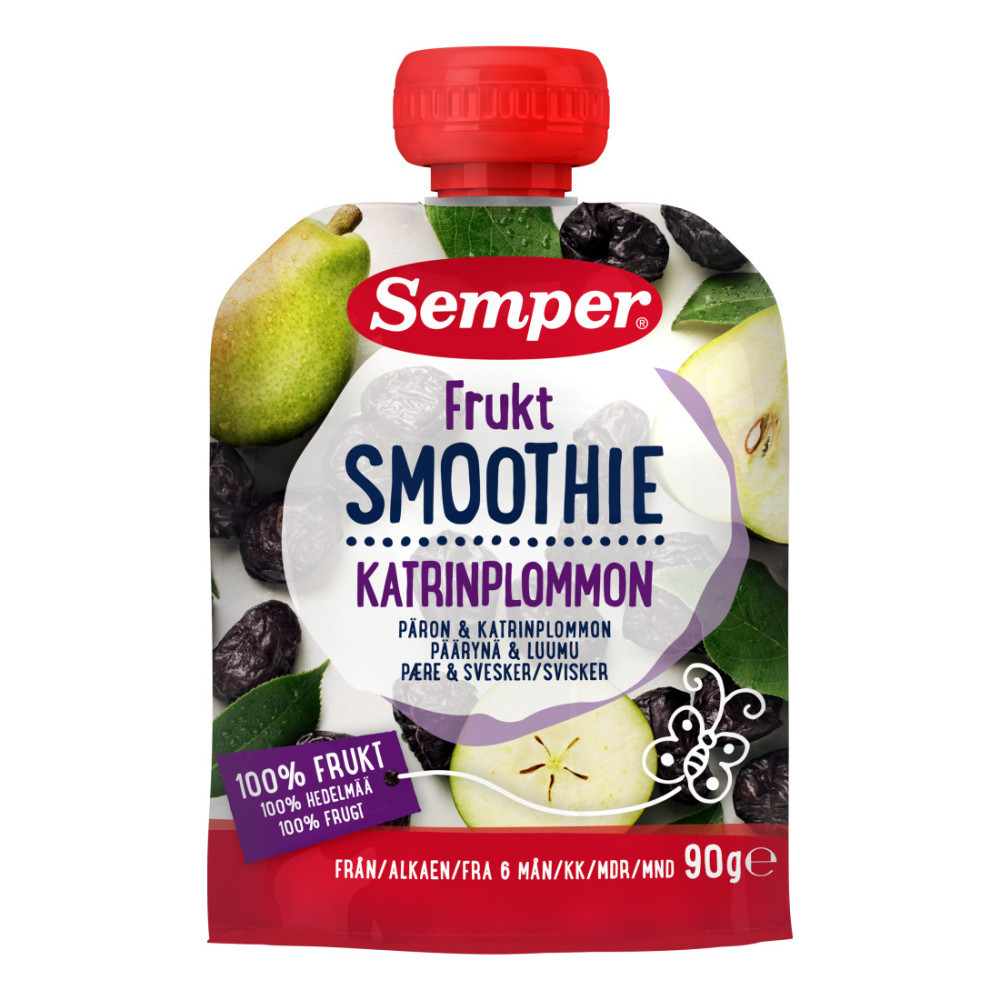 Produktbild för Fruktsmoothie Katrinplommon Päron 6mån 90g