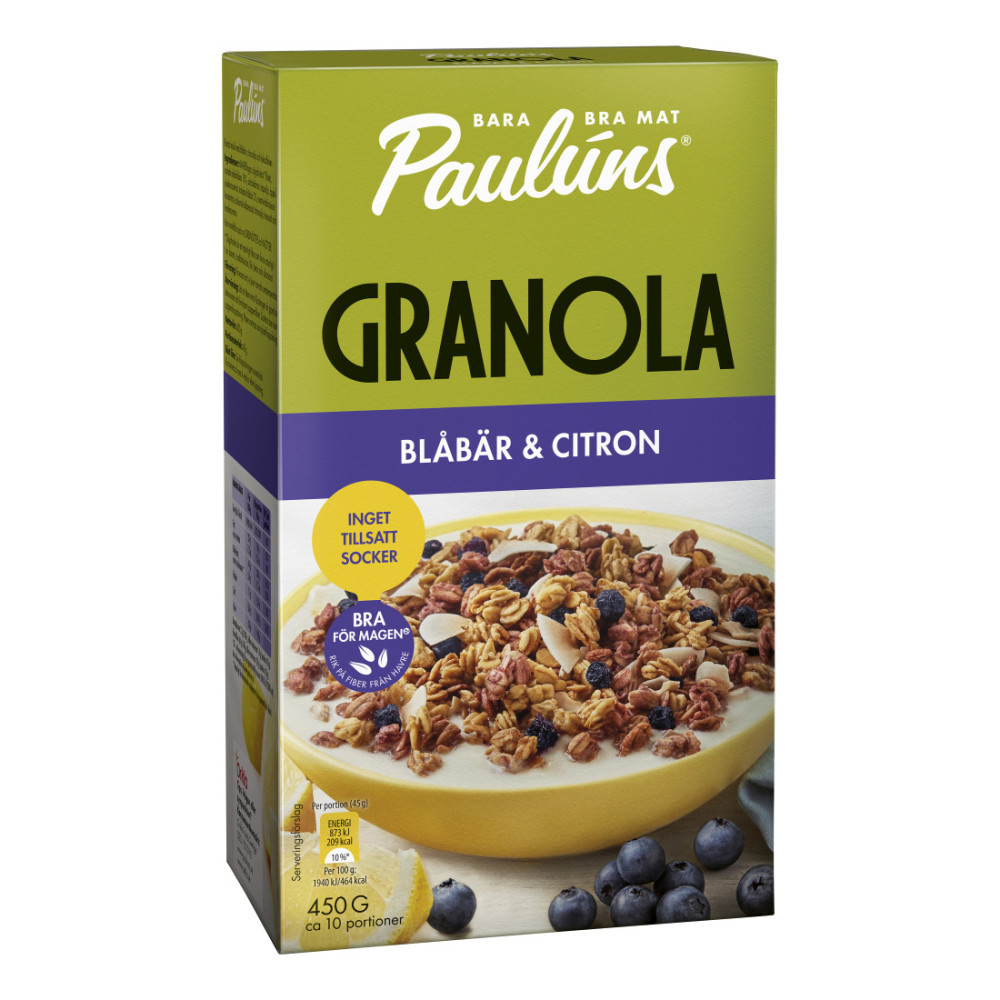 Produktbild för PAU GRANOLA450G BLÅB/CITR
