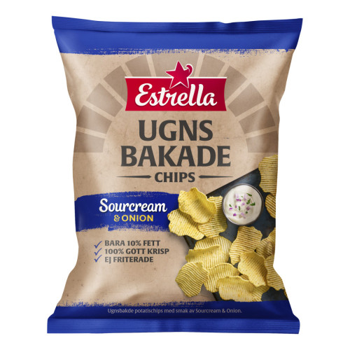 Estrella Chips Sourcream & Onion Ugnsbakade 125 g