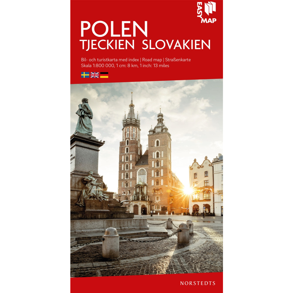 Produktbild för Polen Tjeckien Slovakien EasyMap : Skala 1:800.000