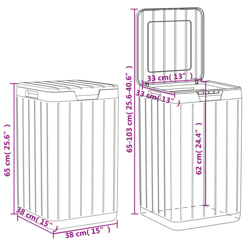 Produktbild för Soptunna för utomhusbruk antracit 38x38x65 cm PP