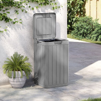 Produktbild för Soptunna för utomhusbruk grå 38x38x65 cm PP