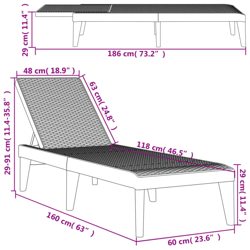 Produktbild för Solsäng cappuccino 186x60x29 cm PP