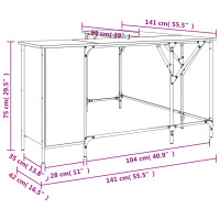 Produktbild för Skrivbord grå sonoma 141x141x75 cm konstruerat trä