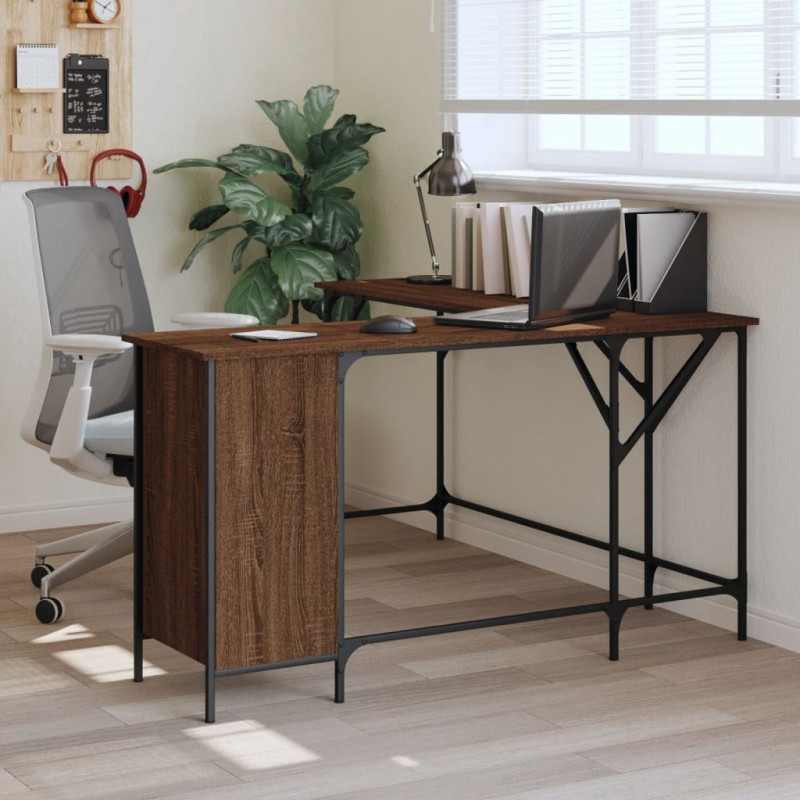 Produktbild för Skrivbord brun ek 141x141x75 cm konstruerat trä