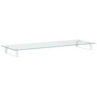 Produktbild för Skärmställ vit 100x35x8 cm härdat glas och metall