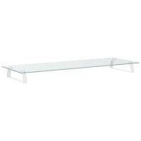 Produktbild för Skärmställ vit 100x35x8 cm härdat glas och metall