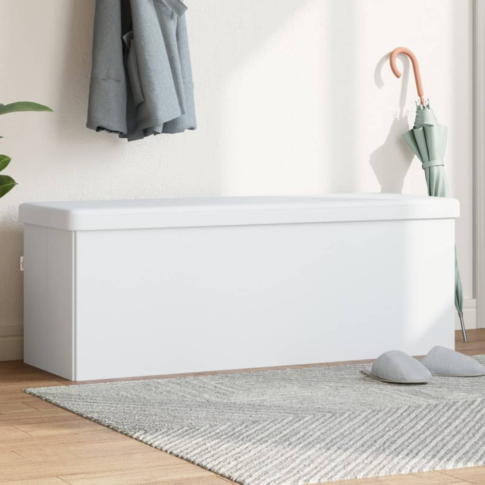 Produktbild för Förvaringsbänk vikbar vit PVC