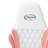 Produktbild för Gamingstol med massage vit och rosa konstläder