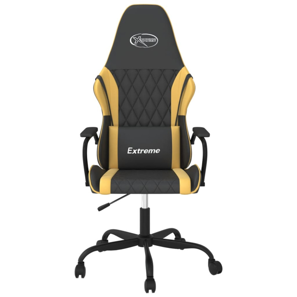Produktbild för Gamingstol med massage svart och guld konstläder