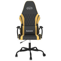 Produktbild för Gamingstol med massage svart och guld konstläder