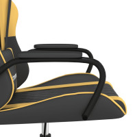 Produktbild för Gamingstol med massage svart och guld konstläder