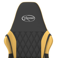 Produktbild för Gamingstol med massage svart och guld konstläder