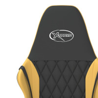 Produktbild för Gamingstol med massage svart och guld konstläder