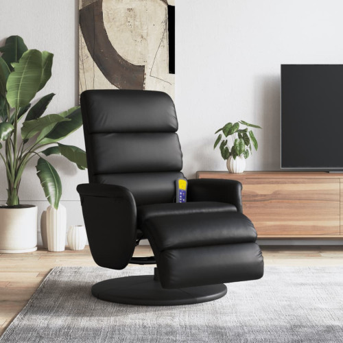 vidaXL Massagefåtölj med fotstöd svart konstläder - Fåtöljer