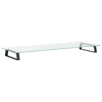 Produktbild för Skärmställ svart 100x35x8 cm härdat glas och metall