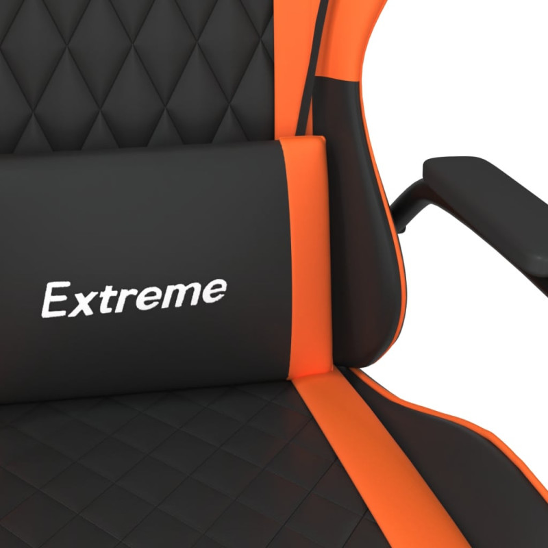 Produktbild för Gamingstol med massage svart och orange konstläder