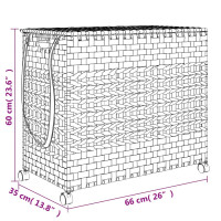 Produktbild för Tvättkorg med hjul vit 66x35x60 cm rotting