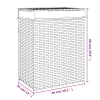 Produktbild för Tvättkorg med lock grå 46x33x60 cm konstrotting