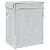 Produktbild för Tvättkorg med lock vit 46x33x60 cm konstrotting