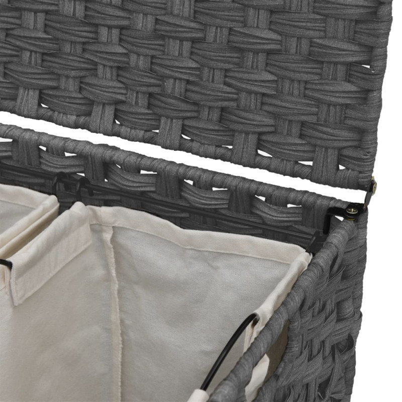 Produktbild för Tvättkorg med hjul grå 66x35x60 cm rotting