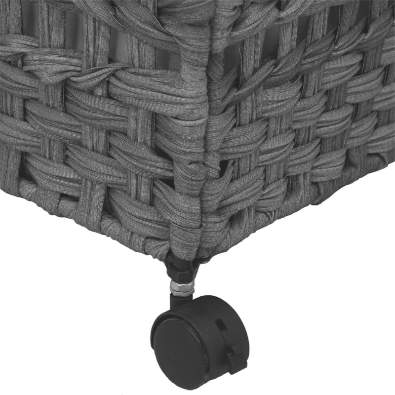 Produktbild för Tvättkorg med hjul grå 66x35x60 cm rotting