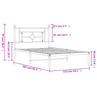 Produktbild för Sängram med huvudgavel metall svart 107x203 cm