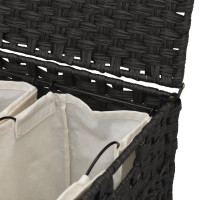 Produktbild för Tvättkorg med hjul svart 66x35x60 cm rotting