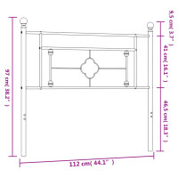 Produktbild för Huvudgavel metall svart 107 cm