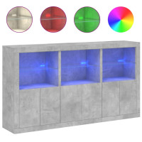 Produktbild för Skänk med LED-belysning betonggrå 181,5x37x100 cm
