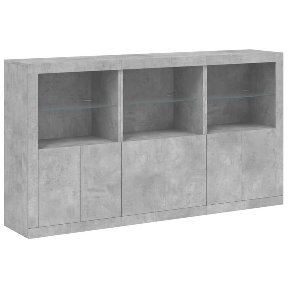 Produktbild för Skänk med LED-belysning betonggrå 181,5x37x100 cm