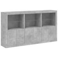 Produktbild för Skänk med LED-belysning betonggrå 181,5x37x100 cm